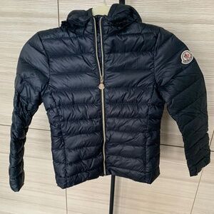 Monclear Jacket Kids Size 8 Navy Blue Hooded Navy Puffer Longue Saison